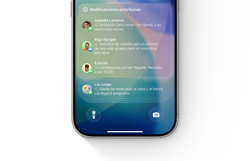 Un iPhone con el Modo de Concentración Reducir Interrupciones activado y una única notificación marcada como potencialmente importante.